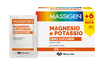 MASSIGEN MAGNESIO E POTASSIO ZERO ZUCCHERI 24 BUSTINE + 6 GRATIS - Farma Nice