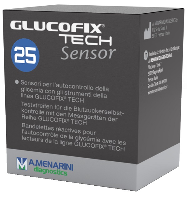 STRISCE MISURAZIONE GLICEMIA GLUCOFIX TECH SENSOR 25 PEZZI - Farma Nice
