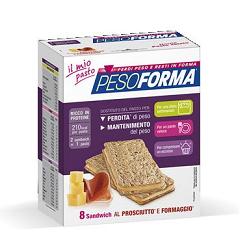 PESOFORMA SANDWICH PROSCIUTTO/FORMAGGIO 4 PASTI 8 PEZZI X 25 G - Farma Nice