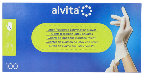 GUANTI DA ISPEZIONE ALVITA IN LATTICE TALCATI S 100 PEZZI - Farma Nice