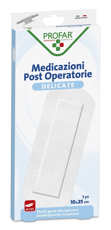 MEDICAZIONE POST OPERATORIA STERILE GARZA ANTIADERENTE 10X25 CM 3 PEZZI PROFAR - Farma Nice