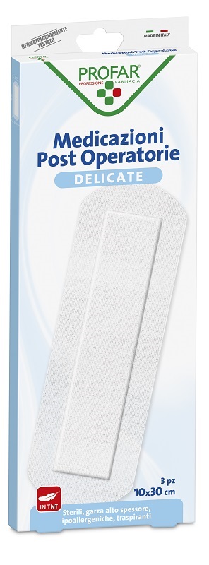 MEDICAZIONE POST OPERATORIA STERILE GARZA ANTIADERENTE 10X30 CM 3 PEZZI PROFAR - Farma Nice