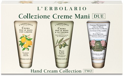 COLLEZIONE CREME MANI DUE CON CREMA MANI LIMONE 30 ML + CREMA MANI E UNGHIE OLIO DI OLIVA 30 ML + CREMA NUTRIENTE MANI ROSA 30 ML - Farma Nice