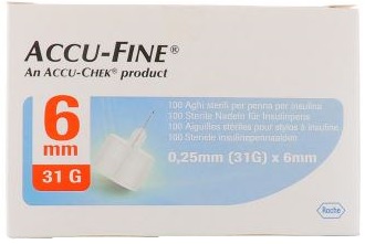 AGO PER PENNA DA INSULINA ACCU-FINE PEN NEEDLE ACCU-CHEK GAUGE 31 X 6MM 100 PEZZI - Farma Nice
