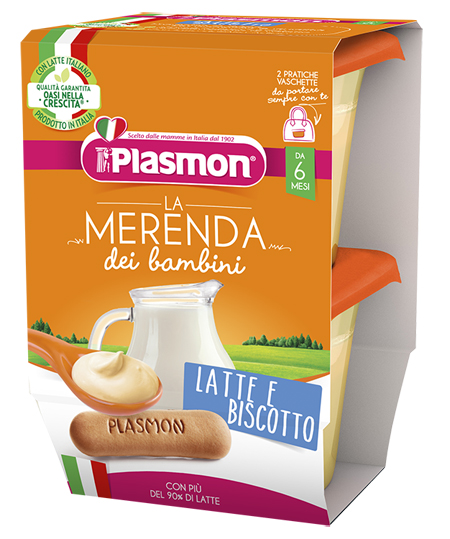 PLASMON LA MERENDA DEI BAMBINI MERENDE LATTE BISCOTTO ASETTICO 2 X 120 G - Farma Nice