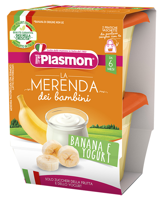 PLASMON LA MERENDA DEI BAMBINI SAPORI DI NATURA BANANA YOGURT ASETTICO 2 X 120 G - Farma Nice