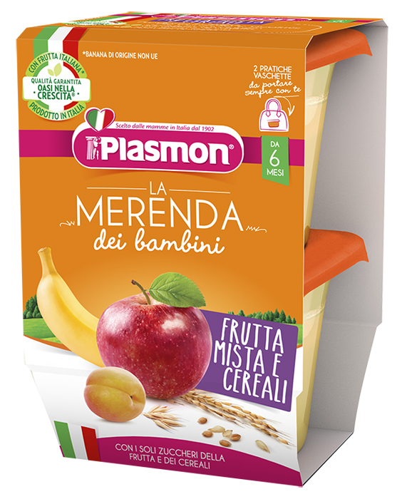 PLASMON LA MERENDA DEI BAMBINI MERENDE FRUTTA CEREALI ASETTICO 2 X 120 G - Farma Nice