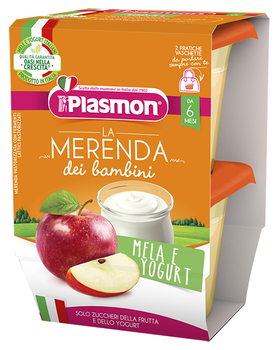 PLASMON LA MERENDA DEI BAMBINI SAPORI DI NATURA MELA YOGURT ASETTICO 2 X 120 G - Farma Nice