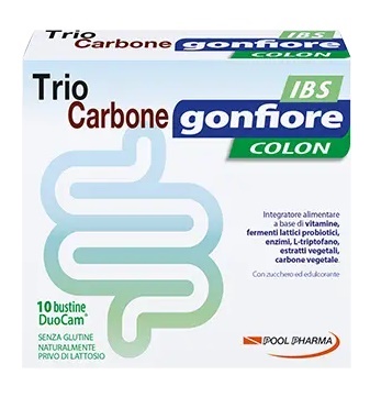 TRIOCARBONE GONFIORE IBS 10 BUSTE DUOCAM DA 2 G + 1,5 G - Farma Nice