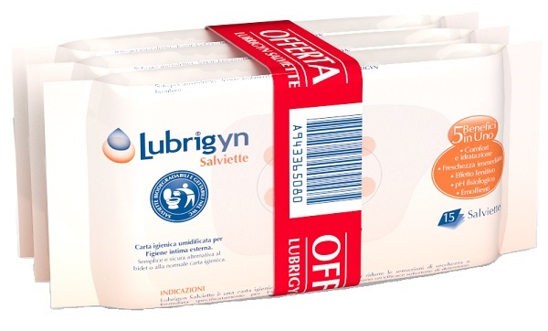 LUBRIGYN SALVIETTE 3 CONFEZIONI DA 15 PEZZI - Farma Nice