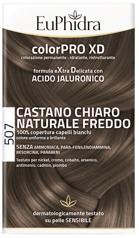 EUPHIDRA COLORPRO XD 507 CASTANO CHIARO NATURALE F COLORE + ATTIVANTE + BALSAMO + CUFFIA + GUANTI - Farma Nice