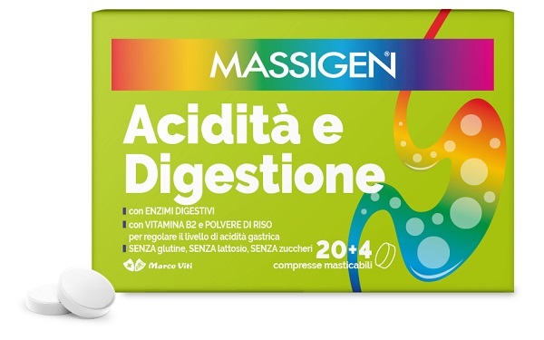 MASSIGEN ACIDITA' E DIGESTIONE 24 COMPRESSE MASTICABILI - Farma Nice