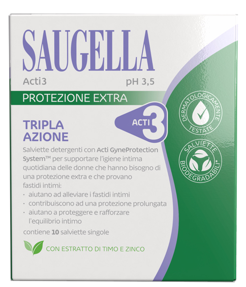 SAUGELLA ACTI3 SALVIETTINE 10 PEZZI - Farma Nice