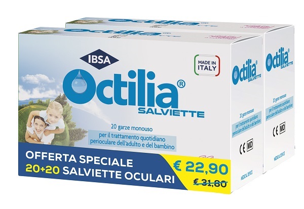 SALVIETTE PERIOCULARI OCTILIA BIPACK 20+20 GARZE MONOUSO - Farma Nice