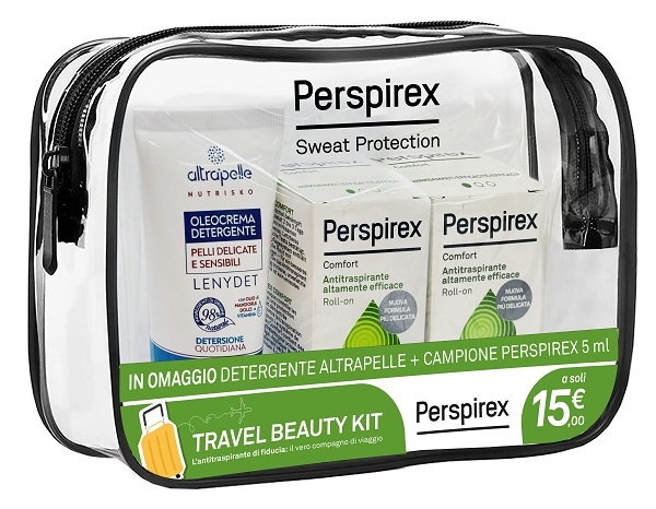 PERSPIREX ROLL ON COMFORT TRAVEL KIT ROLL ON COMFORT 20 ML + 5 ML + 1 DETERGENTE ALTRAPELLE 50ML OMAGGIO - Farma Nice