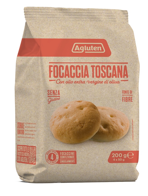 AGLUTEN FOCACCIA TOSCANA 4 PEZZI DA 50 G NATURALMENTE PRIVO DI LATTOSIO - Farma Nice