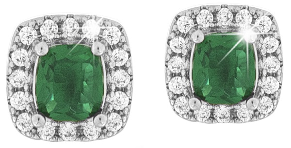 MJ POST 495 ORECCHINO DEFINITIVO MEDICAL JEWELS PIETRA QUADRATA VERDE - Farma Nice