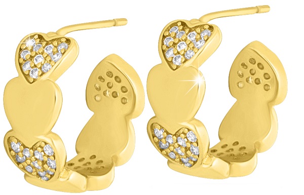 MJ POST 499 ORECCHINO DEFINITIVO MEDICAL JEWELS CERCHIO CUORI CON ZIRCONI - Farma Nice