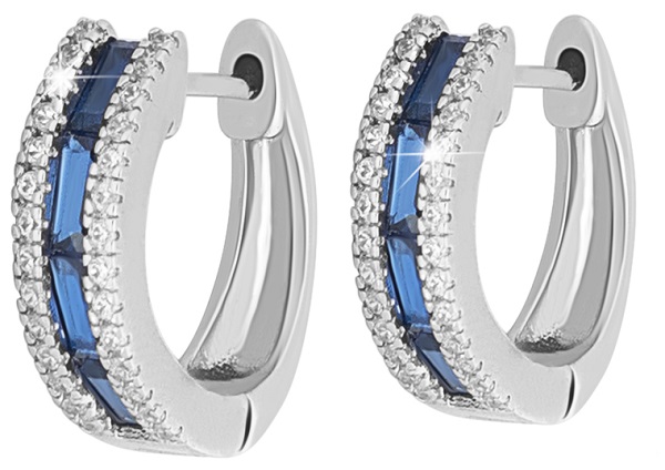 MJ POST 500 ORECCHINO DEFINITIVO MEDICAL JEWELS CERCHIO SILVER CON PIETRE BLU - Farma Nice