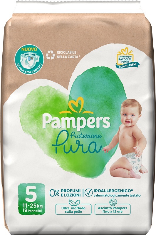PAMPERS PROTEZIONE PURA JUNIOR PANNOLINI 19 PEZZI - Farma Nice