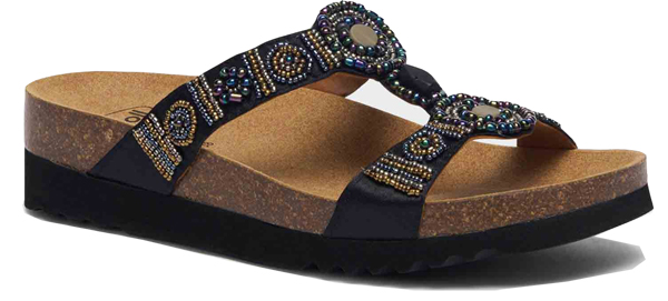 CALZATURA NEW BOGOTA' WEDGE SATIN+BEADS W BLACK/MULTI 39 - Farma Nice