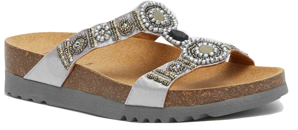 CALZATURA NEW BOGOTA' WEDGE SATIN+BEADS W SILVER/PEWTER 36 - Farma Nice