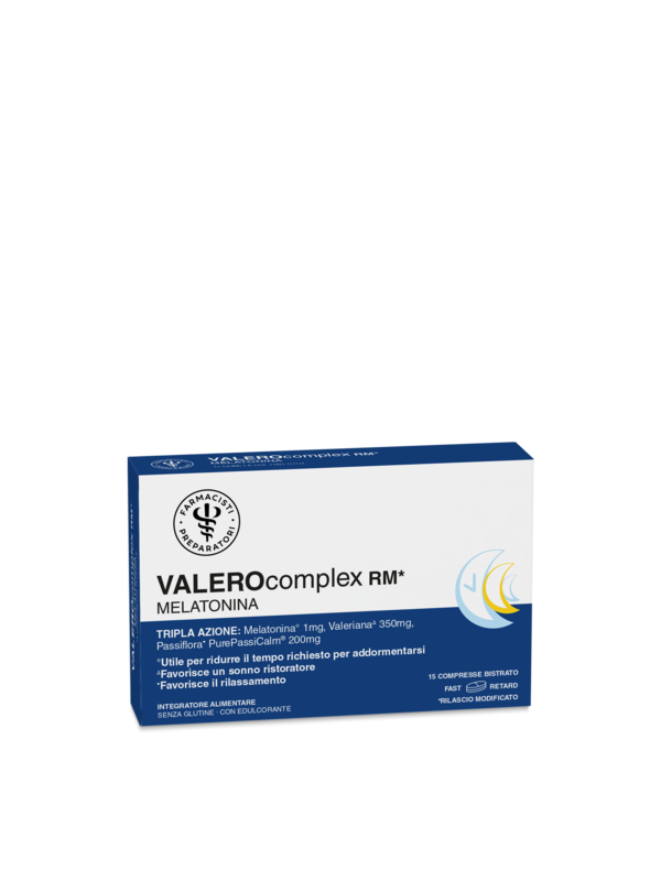 LFP VALEROCOMPLEX RM MELATONINA 15 COMPRESSE BISTRATO RIVESTITE CON EDULCORANTE SENZA GLUTINE - Farma Nice