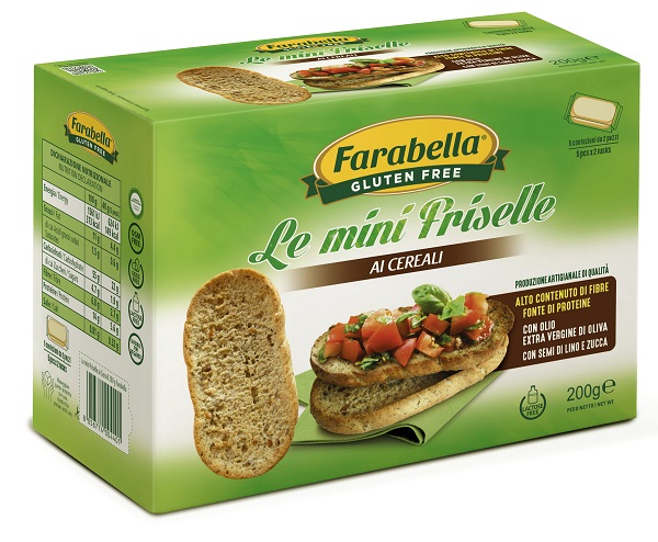 FARABELLA GLUTEN FREE LE MINI FRISELLE AI CEREALI CON OLIO EXTRA VERGINE DI OLIVA CON SEMI DI LINO E ZUCCA SENZA LATTOSIO 5 CONFEZIONI X 40 G - Farma Nice