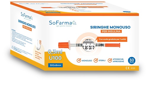 SIRINGA PER INSULINA 0,3 ML 30 PEZZI SOFARMAPIU' - Farma Nice