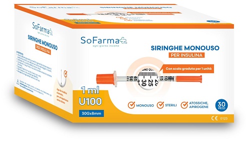 SIRINGA PER INSULINA 1 ML 30 PEZZI SOFARMAPIU' - Farma Nice