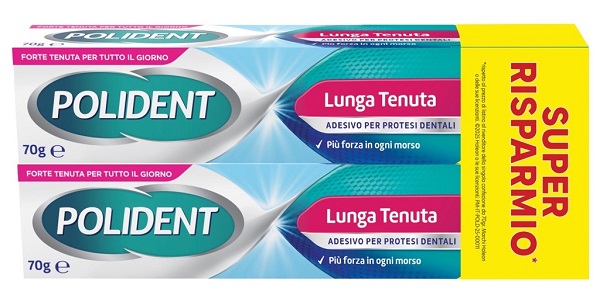 ADESIVO PROTESI DENTALI POLIDENT LUNGA TENUTA 2 TUBETTI X 70 G - Farma Nice