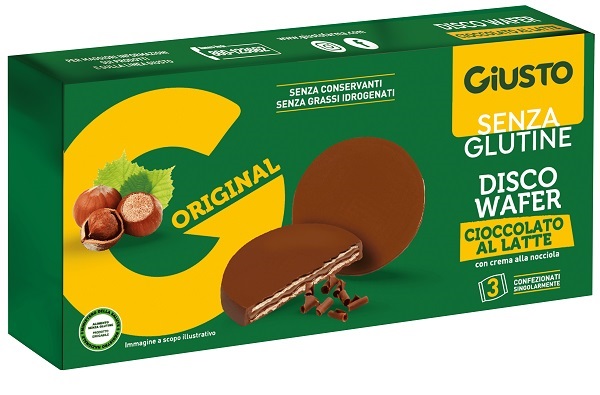 GIUSTO SENZA GLUTINE DISCO WAFER CIOCCOLATO AL LATTE 3 X 24 G - Farma Nice