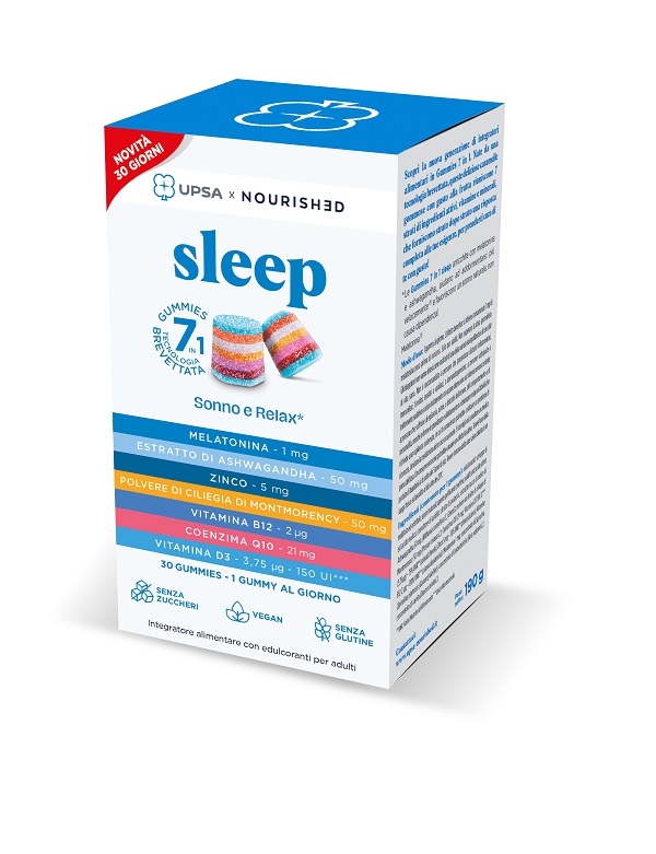 UPSA X NOURISHED SLEEP 30 GIORNI NUOVA FORMULAZIONE 30 GUMMIES - Farma Nice