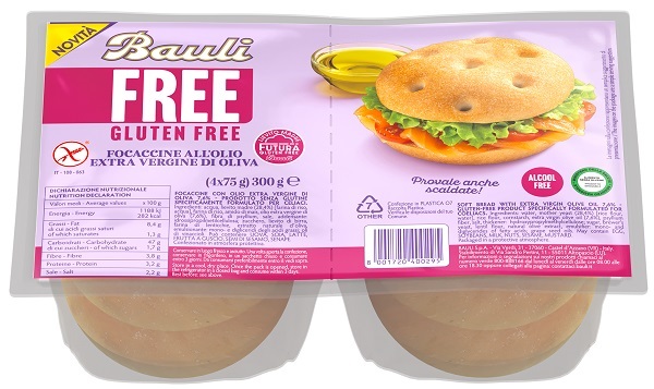 BAULI FREE FOCACCINE OLIO EXTRA VERGINE OLIVA 4 PEZZI DA 75 G - Farma Nice