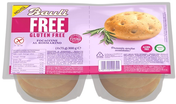 BAULI FREE FOCACCINE ROSMARINO 4 PEZZI DA 75 G - Farma Nice