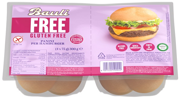 BAULI FREE PANINI HAMBURGER 4 PEZZI DA 75 G - Farma Nice
