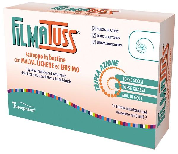 FILMATUSS SCIROPPO 14 BUSTINE LIQUID STICK PACK DA 10 ML - Farma Nice