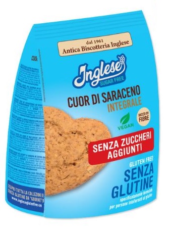 INGLESE BISCOTTI SENZA ZUCCHERO CUOR DI SARACENO INTEGRALE 100 G PROMOZIONE 2+1 - Farma Nice