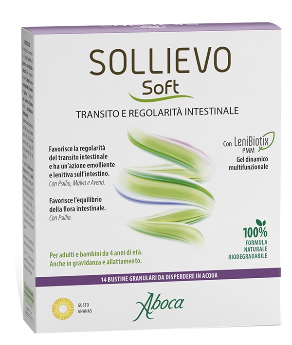 SOLLIEVO SOFT 14 BUSTINE GRANULARI DA 3,8 G SENZA GLUTINE SENZA LATTOSIO SENZA ZUCCHERI AGGIUNTI - Farma Nice