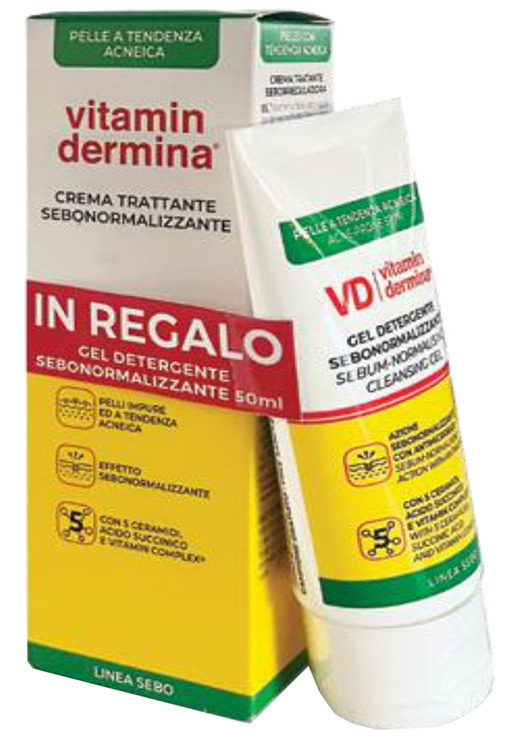 VITAMINDERMINA SEBO CREMA TRATTANTE SEBONORMALIZZANTE 40 ML + GEL DETERGENTE SEBONORMALIZZANTE 50 ML - Farma Nice
