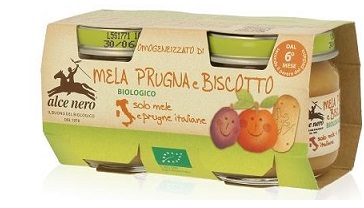 OMOGENEIZZATO MELA PRUGNA E BISCOTTO BABY FOOD BIO 2 X 80 G - Farma Nice
