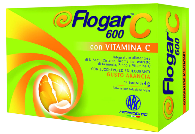FLOGAR  C 600 CON VITAMINA C 14 BUSTINE GUSTO ARANCIA - Farma Nice