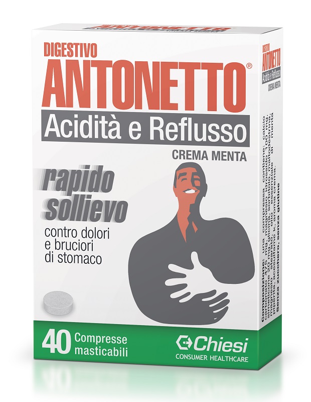 DIGESTIVO ANTONETTO ACIDITA' E REFLUSSO CREMA ALLA MENTA 40 COMPRESSE MASTICABILI - Farma Nice