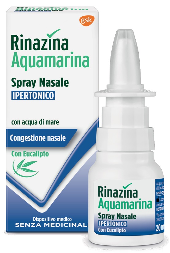 RINAZINA AQUAMARINA SPRAY NASALE IPERTONICO CON EUCALIPTO 20 ML - Farma Nice