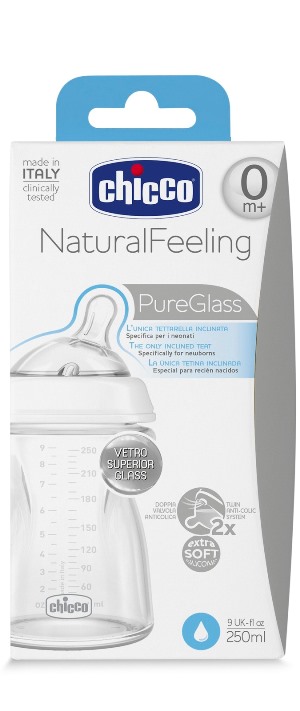 CHICCO BIBERON NATURALFEELING VETRO 0M+ 250 ML - Farma Nice