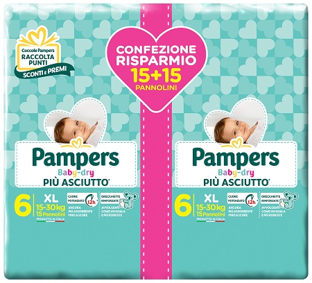 PAMPERS BABY DRY DUO DWCT XL 30 PEZZI - Farma Nice