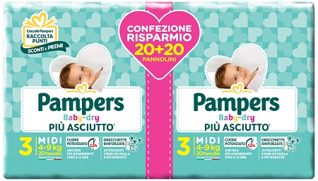 PAMPERS BABY DRYDUO DWCT MIDI 40 PEZZI - Farma Nice