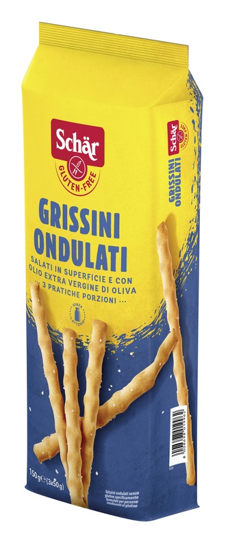 SCHAR GRISSINI ONDULATI SALATI IN SUPERFICIE 3 PORZIONI DA 50 G - Farma Nice