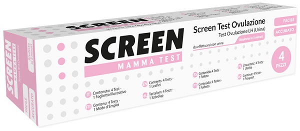 TEST RAPIDO CHE RILEVA TRAMITE URINA L'ORMONE LH INDIVIDUANDO IL PERIODO DI OVULAZIONE 4 PEZZI SCREEN MAMMA TEST OVULAZIONE - Farma Nice