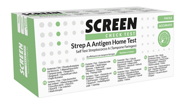 TEST RAPIDO CHE RILEVA LO STREPTOCOCCO A TRAMITE TAMPONE FARINGEO SCREEN CHECK TEST STREPTOCOCCO 2 PEZZI - Farma Nice